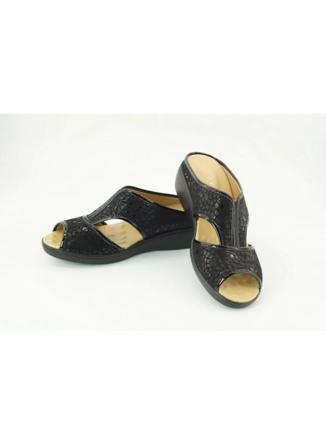 زينة 221-3170 Zayna Ladies Low Wedge Heel Slides 2418-252 Black
